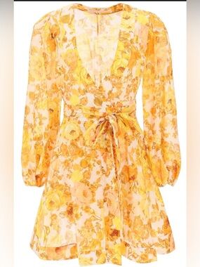 Zimmermann Raie Mini Dress in Yellow & Orange Floral